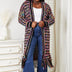 Double Take Full Size Multicolored Open Front Fringe Hem Cardigan