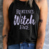 Round Neck RESTING WITCH FACE Graphic Tank Top