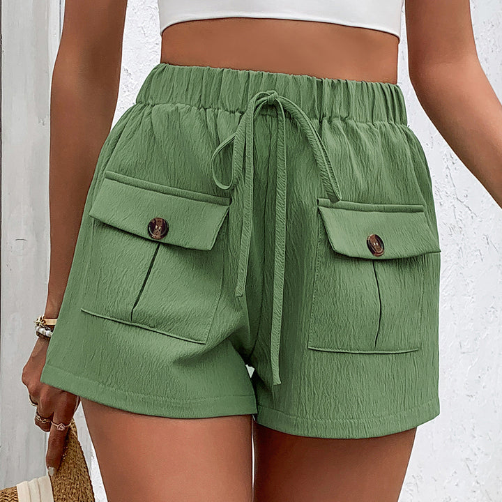 Tied Elastic Waist Shorts with Pockets