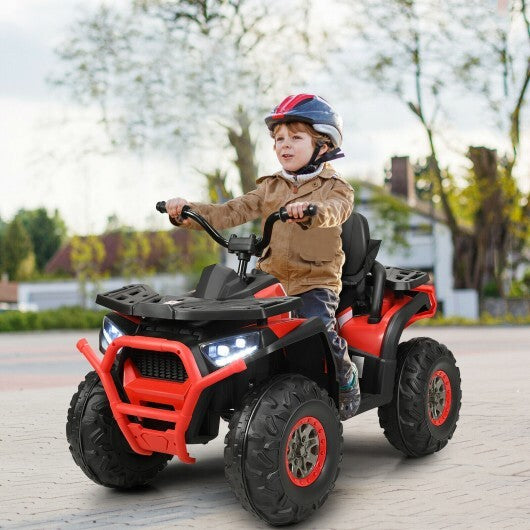 12 V Kids Electric 4-Wheeler ATV Quad with MP3 and LED Lights-Red - Color: Red