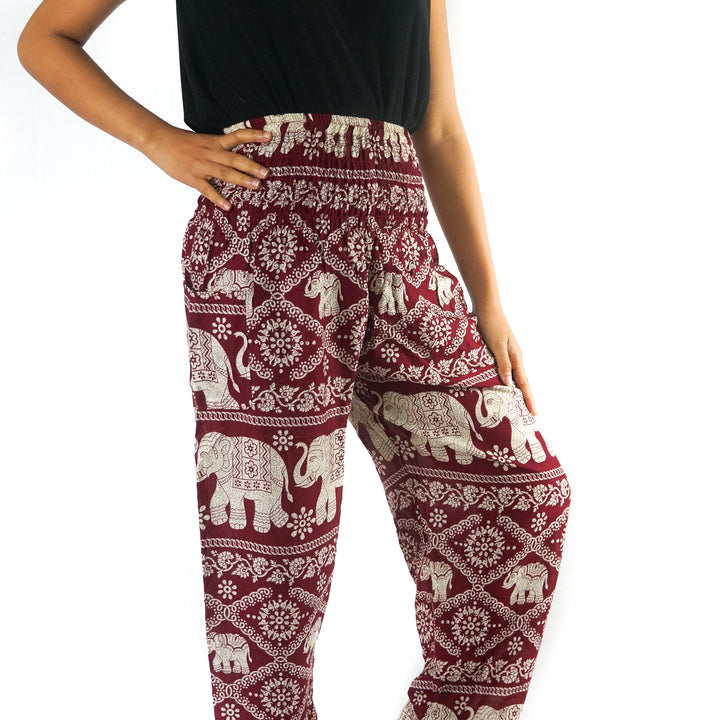 Burgundy ELEPHANT Pants Women Boho Pants Hippie Pants Yoga