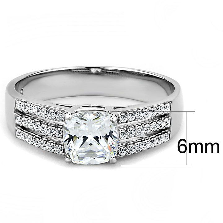 DA020 - Stainless Steel Ring High polished (no plating) Women Cubic Clear