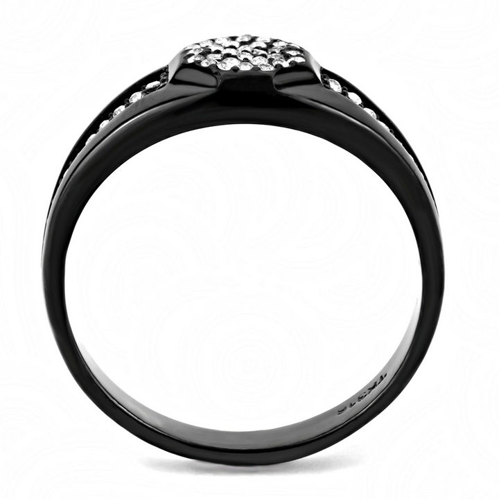 DA282 - Stainless Steel Ring IP Black(Ion Plating) Men AAA Grade CZ Clear