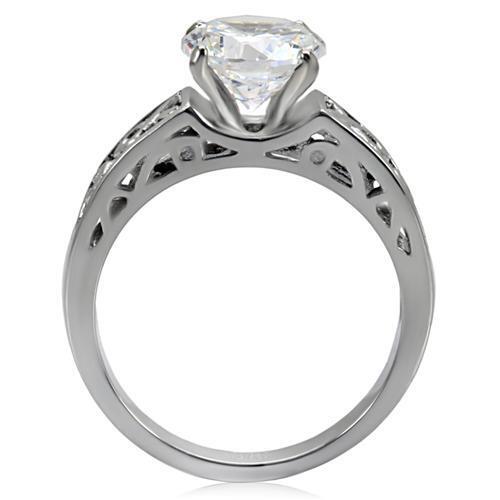 TK069 - Stainless Steel Ring High polished (no plating) Women AAA Grade CZ Clear