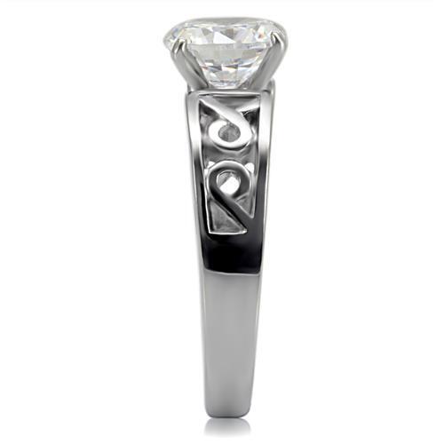 TK069 - Stainless Steel Ring High polished (no plating) Women AAA Grade CZ Clear