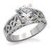 TK069 - Stainless Steel Ring High polished (no plating) Women AAA Grade CZ Clear