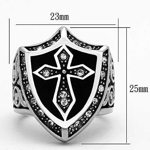 TK1349 - Stainless Steel Ring High polished (no plating) Men Top Grade Crystal Clear