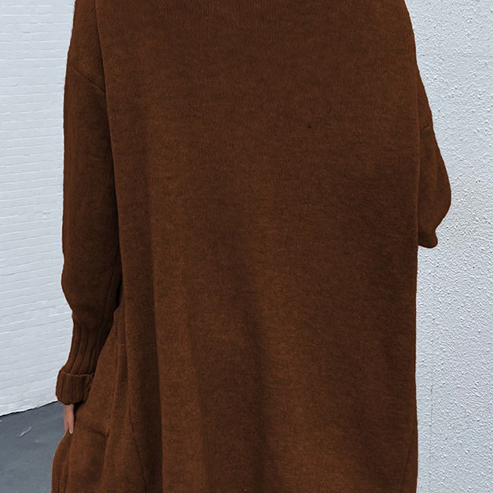 Open Front Dropped Shoulder Pocketed Cardigan