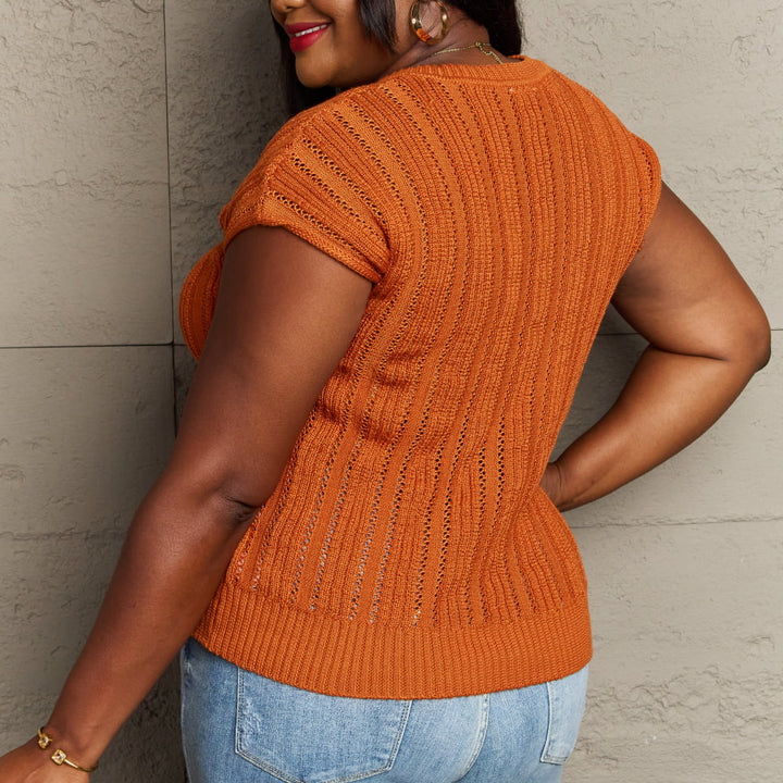 Sew In Love Full Size Preppy Casual Knit Sweater Vest